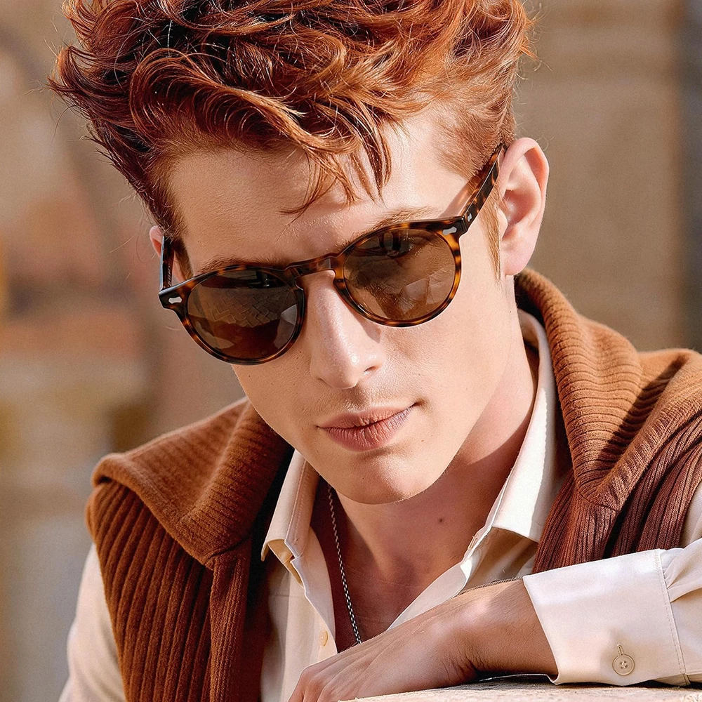 GFUIARA Retro polarisierte Sonnenbrille für Männer und Frauen, klassischer Nietenrahmen, modische Sonnenbrille zum Fahren, UV400 – Detail 2