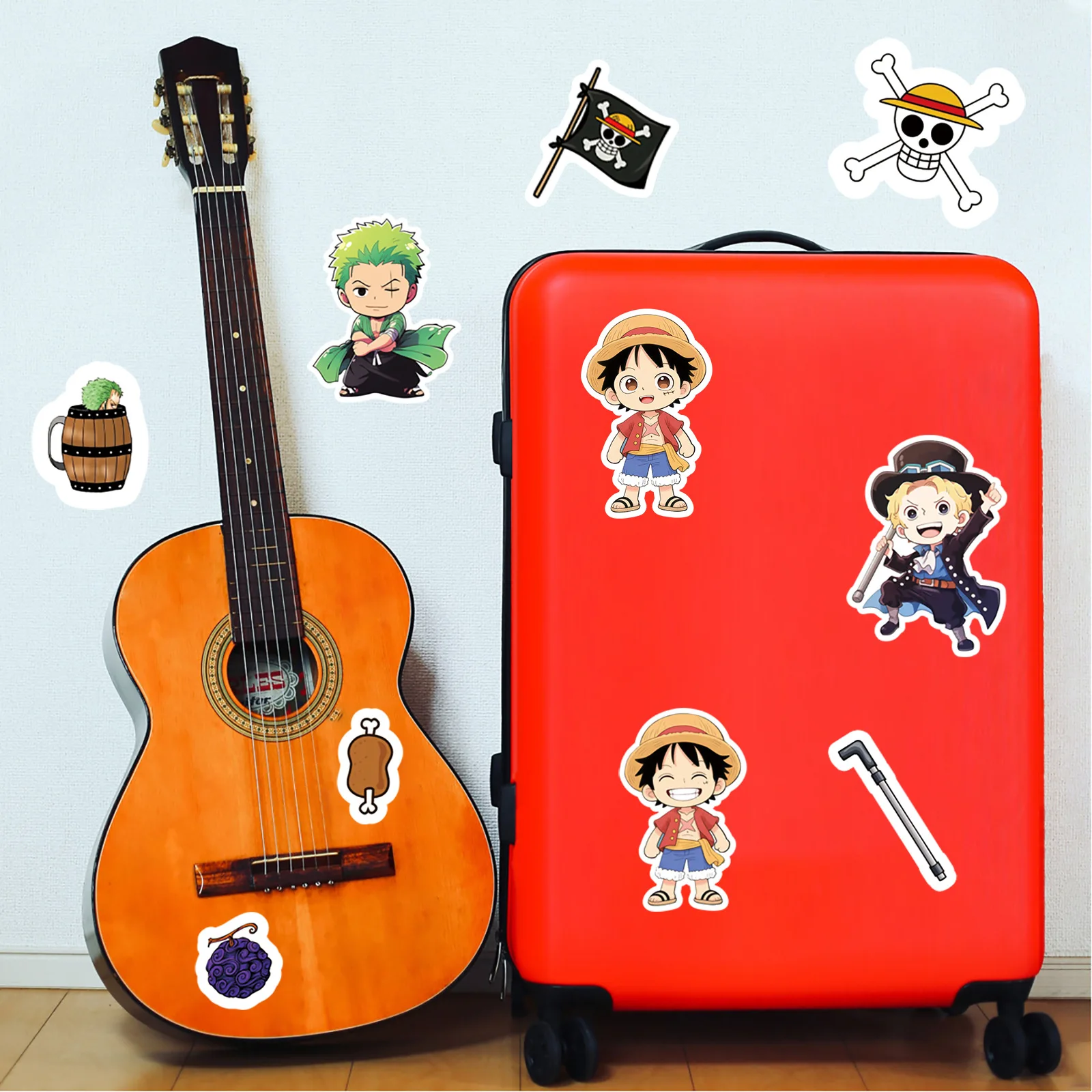 8 pz Set Anime One Piece Serie Rufy Nami Roronoa Zoro Figure Gioco Fai Da Te Adesivi Decorazione Ventole Genitore-Figlio Regalo Giocattolo