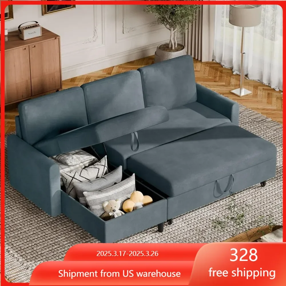 Pull Out Couch,2 in 1 Pull Out Sofa Bed Sleeper Sofa with Storage,77