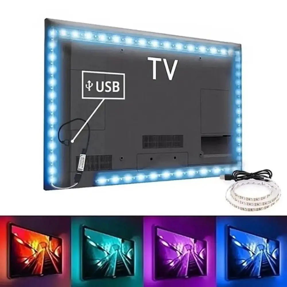 

New 5V LED Light Strips White Warm Flexible Lighting Decor Strip with USB Cable Plug RGB Atmosphere Light Strip Home Decor Lamp