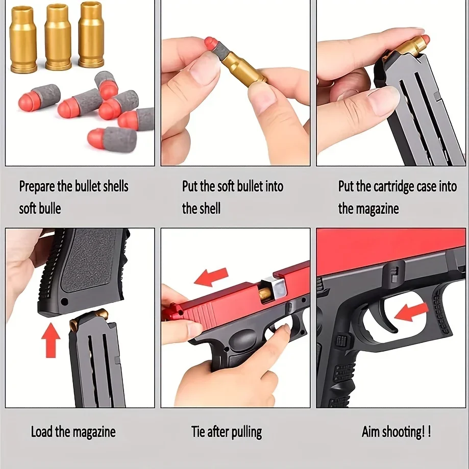 Miękkie kulki piankowe Zabawka pistolet Shell Ejecting Toy Gun Foam Blaster Strzelanie Gry edukacyjne Model Prezenty dla dzieci Dziewczynki Chłopcy