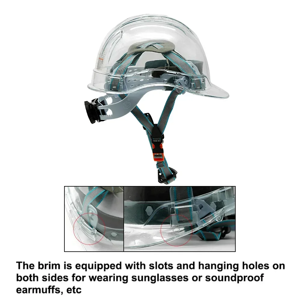 Casco de seguridad transparente para construcción, protector de cabeza para trabajo al aire libre, escalada, Steeplejack