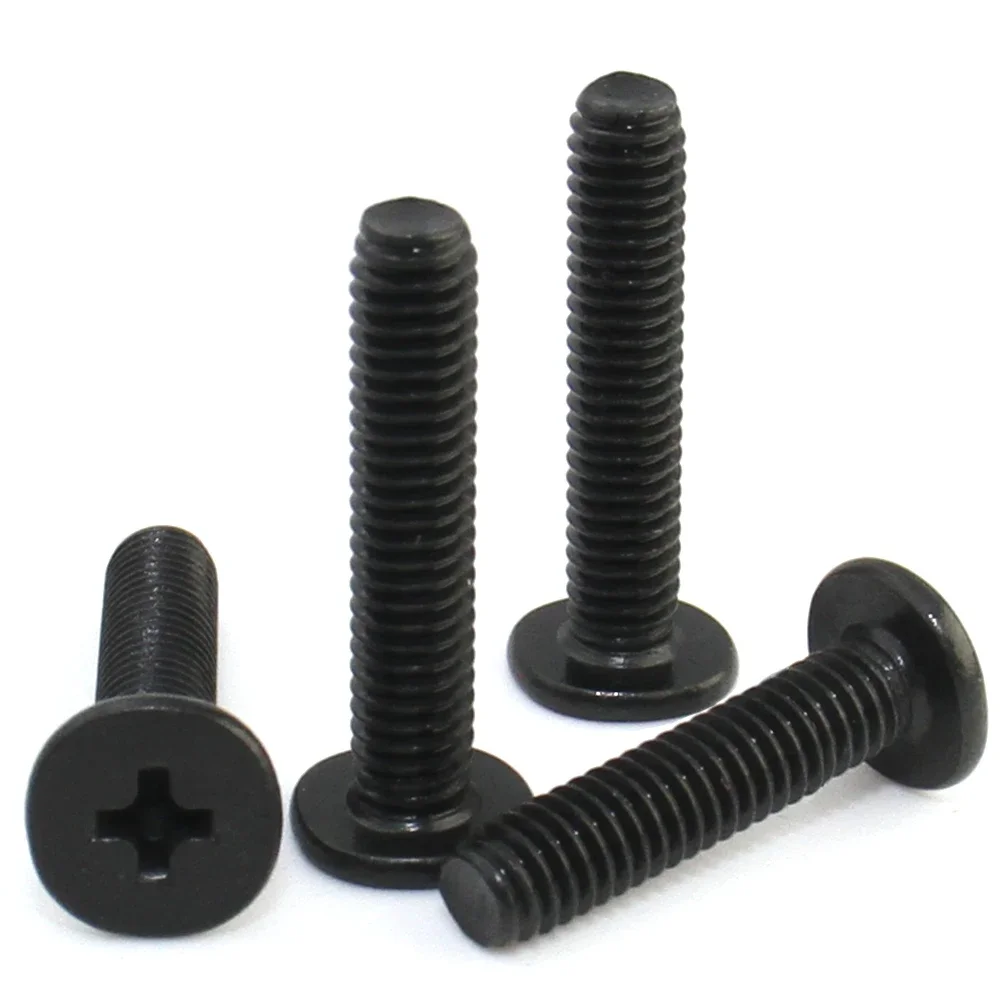 10-50 قطعة M1.6 M2 M2.5 M3 M4 M5 M6 أسود 304 الفولاذ المقاوم للصدأ الصليب فيليبس رقيقة جدا شقة رقاقة رئيس المسمار لأجهزة الكمبيوتر المحمول L:2-40 مللي متر