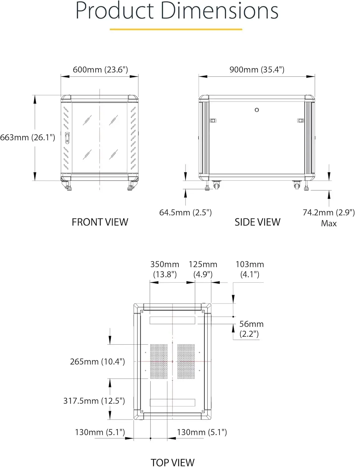 Server Rack Cabinet, 19" Data Rack Cabinet for IT / Network Equipment, with Adjustable Mounting Rails