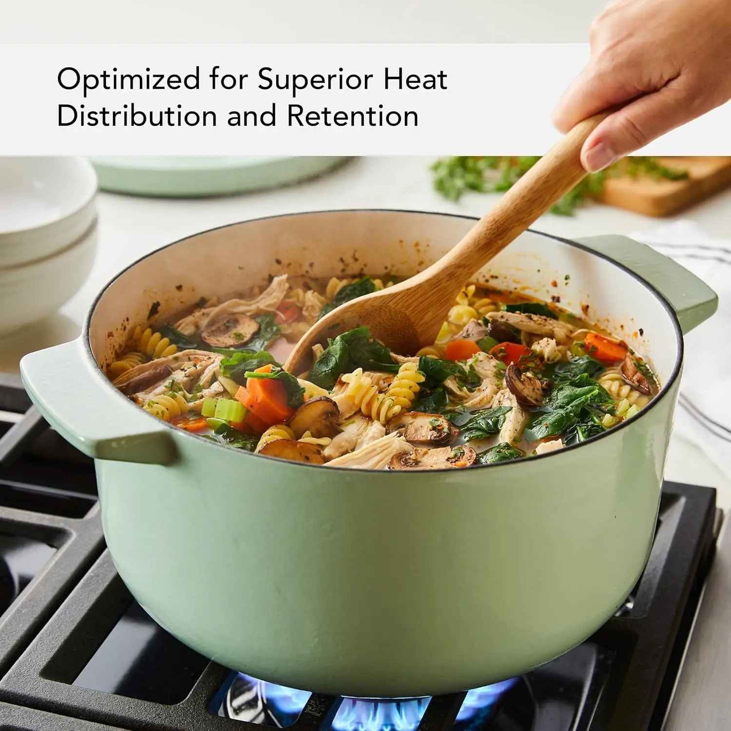 เตาอบ/หม้อตุ๋นดัตช์เหล็กหล่อเคลือบฟัน 6 ควอร์ต พิสตาชิโอ