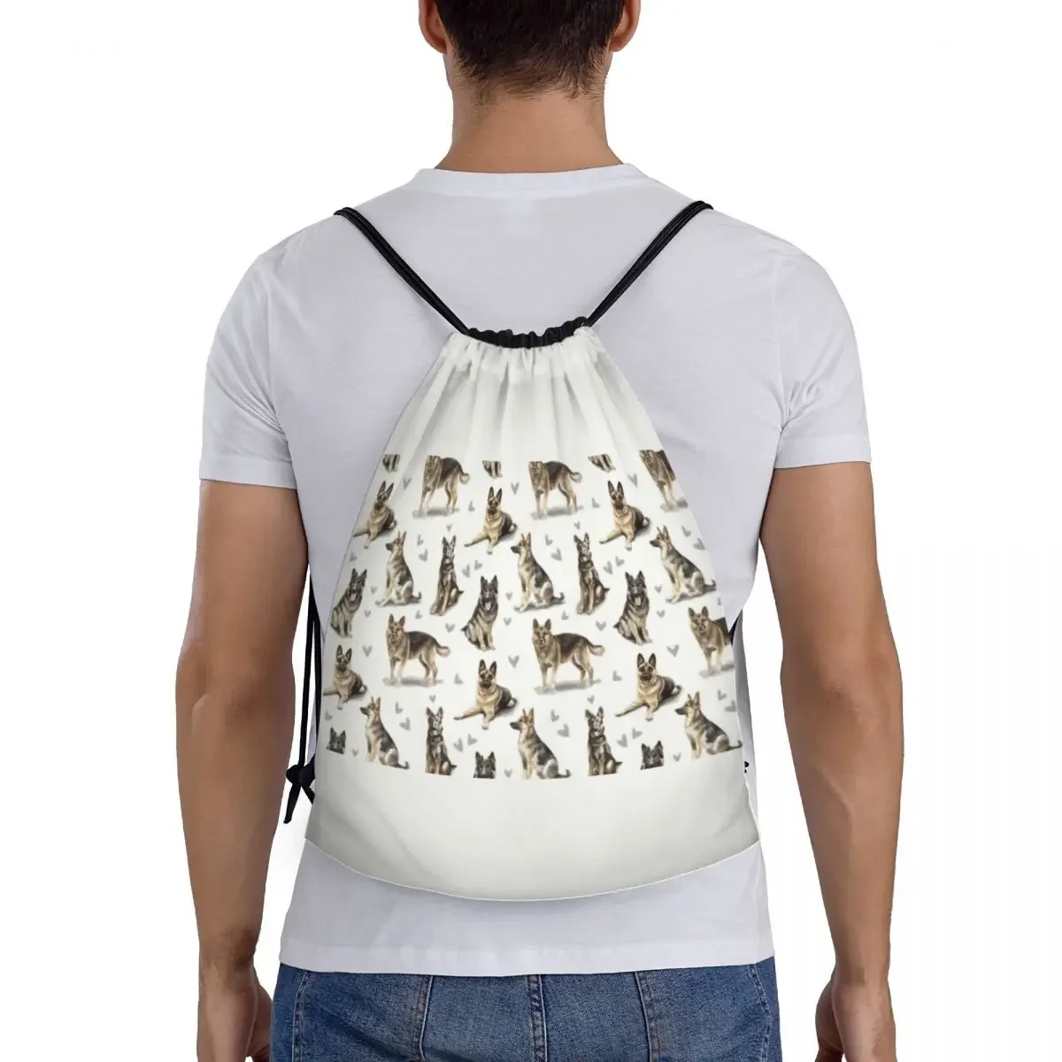 Mochila con cordón para hombre y mujer, morral deportivo con diseño de Pastor Alemán, perro Lobo alsatiano, ideal para ir de compras