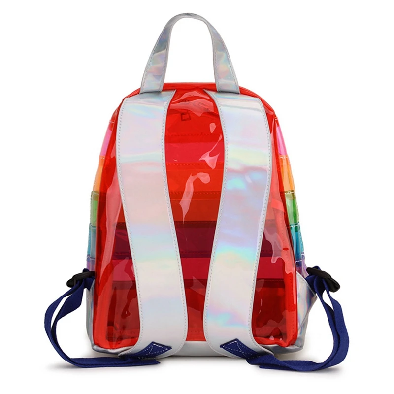 Backpack Backpack Colorful Stripes Plastic Transparent Backpack Bag Ladies Travel Bag Ladies Bag