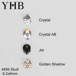 YHB 288Pcs Crystal Cristales Strass Flatback Skull Hotfix Shaped Rhinestones For Shoes Bags Phones Fabric Garment Nail art
