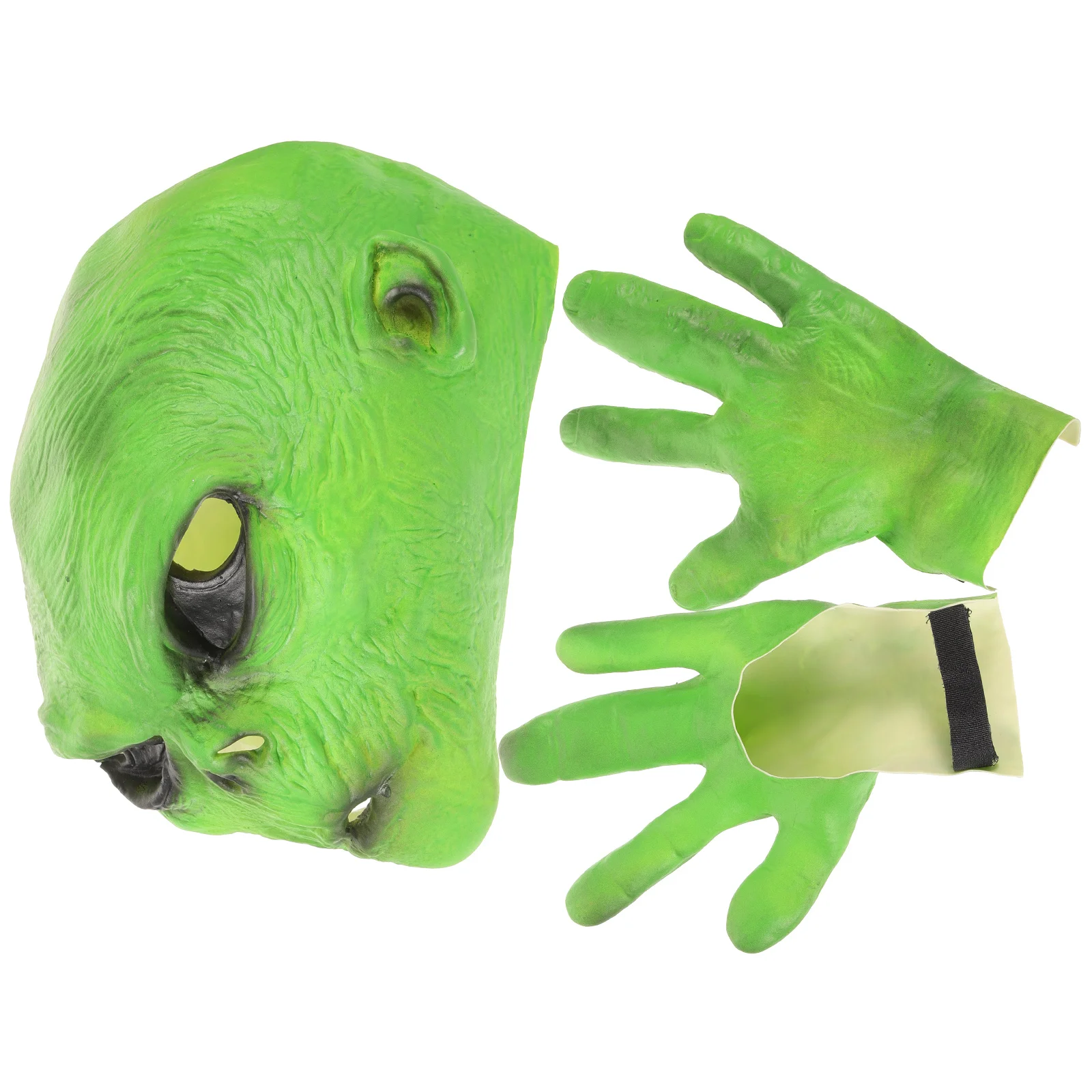 

Alien Ghost Alien Mask Adult Mask Realistic Scary Latex Halloween Party Cosplay Costume Yellow Color Gloves Adult Hat