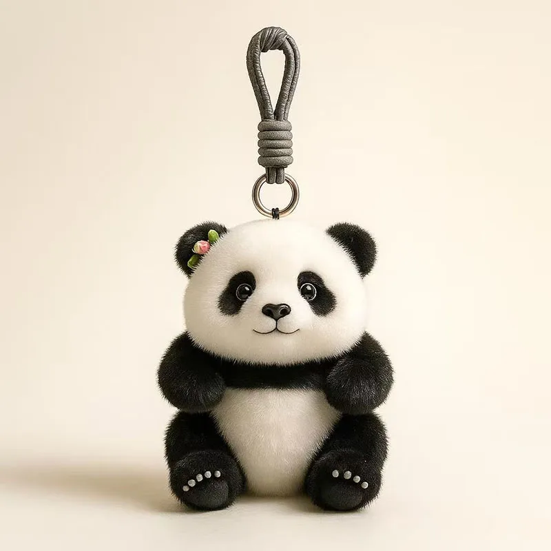 

Kawaii Panda Plush Keyring with Braided Strap Mini Animal Charm for Bag Decor Birthday Gift for Girls Kids Family Friends Cute