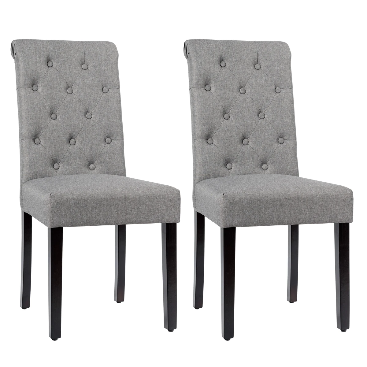 Set of 2 Tufted Dining Chair Parsons Upholstered Fabric Chair with Wooden Legs