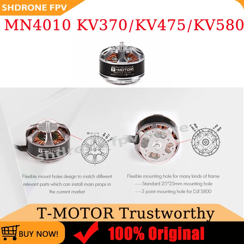 

T-MOTOR MN4010 KV370/KV475/KV580 Brushless DC Drone Motor Mulaxis, Long Endurance for Quadcopter Hexacopter Octocopter 3D RC UAV