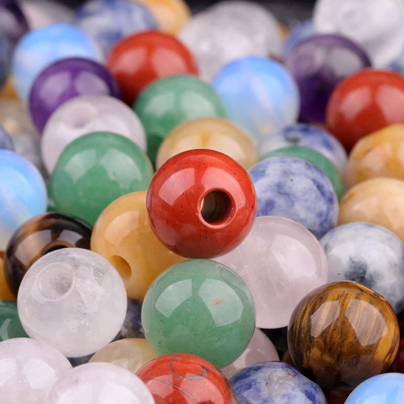 12MM Beads 5MM Large Hole Round Natural Ston Crystal Gemstone Custom Jewelry DIY Accessories Making 1Piece