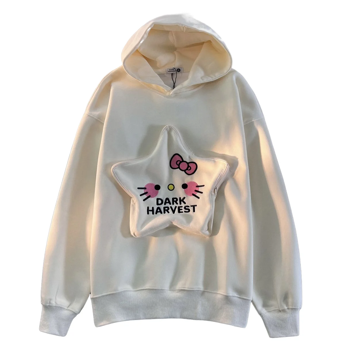 Sanrio Hello Kitty 100% algodón pesado 2024 primavera otoño Sudadera con capucha estudiantes viento perezoso marea suelta ins Tops abrigo regalos