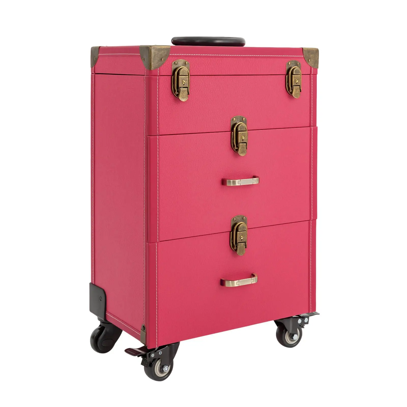 

Rolling Makeup Case - Portable Cosmetic Trolley with Drawers, Multifunctional Organizer with 4 Wheels for Makeup, Nail Polish &