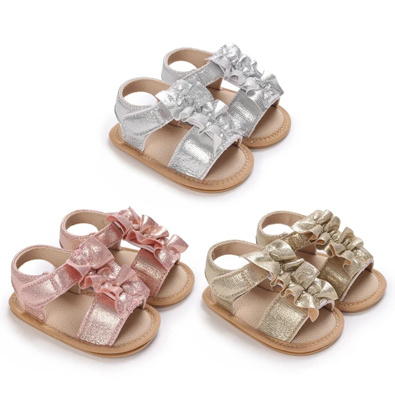 Baby Girls Sandals Anti-slip Flat Shoes Summer Toddler Soft Sole Princess Dress Shoes Infant Cute First Walkers Beach Shoes