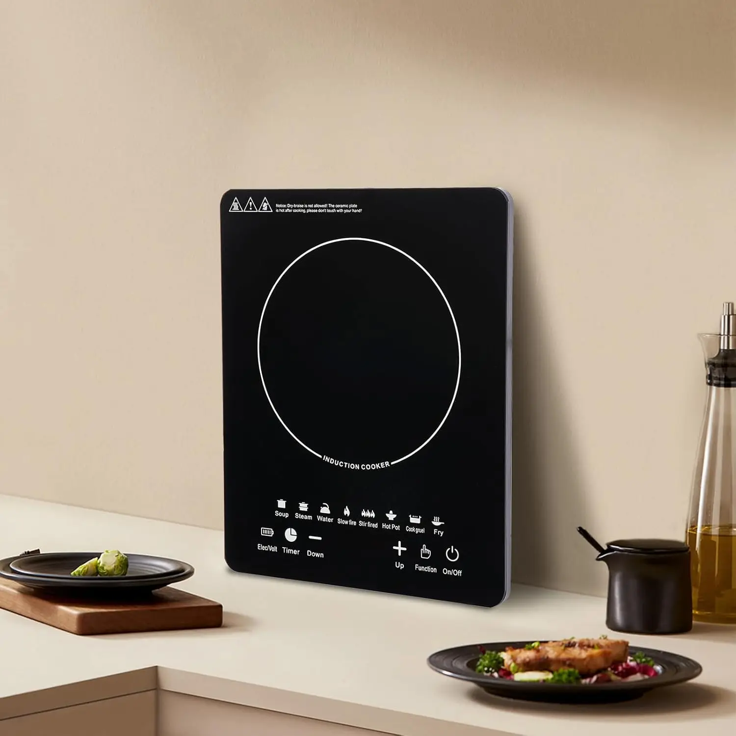 

750W Portable Electric Hot Plate W|8 Temp Levels Electric Induction Cooktop for Countertop Cooking Fast Heating&Energy Efficient