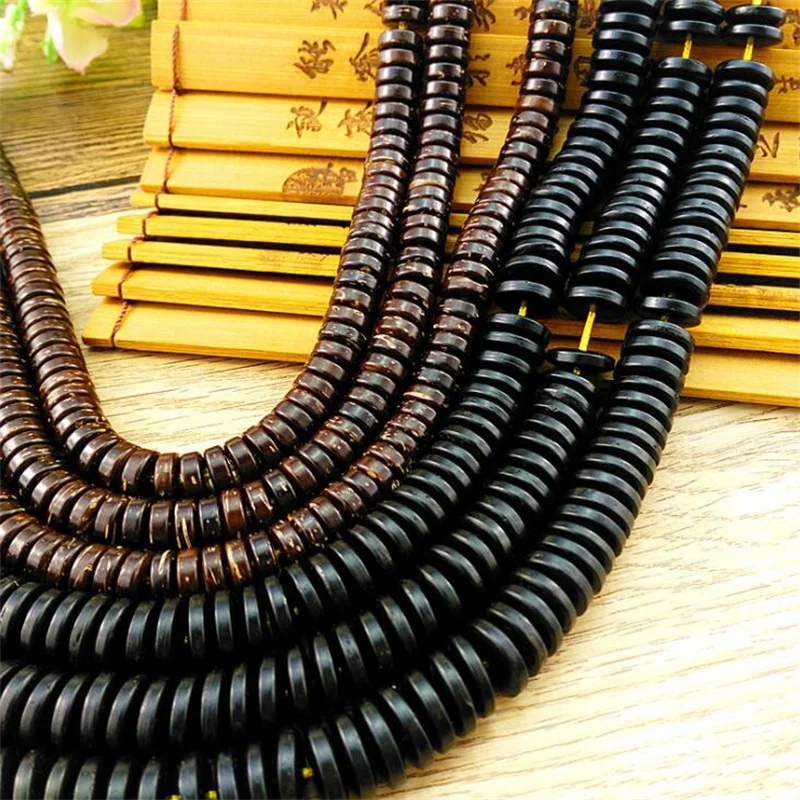 50pcs 6 8 10 12MM Flat Round Coconut Beads Loose Beads Spacer Beads for DIY Earring Bracelet Necklace Jewelry Making Accessories