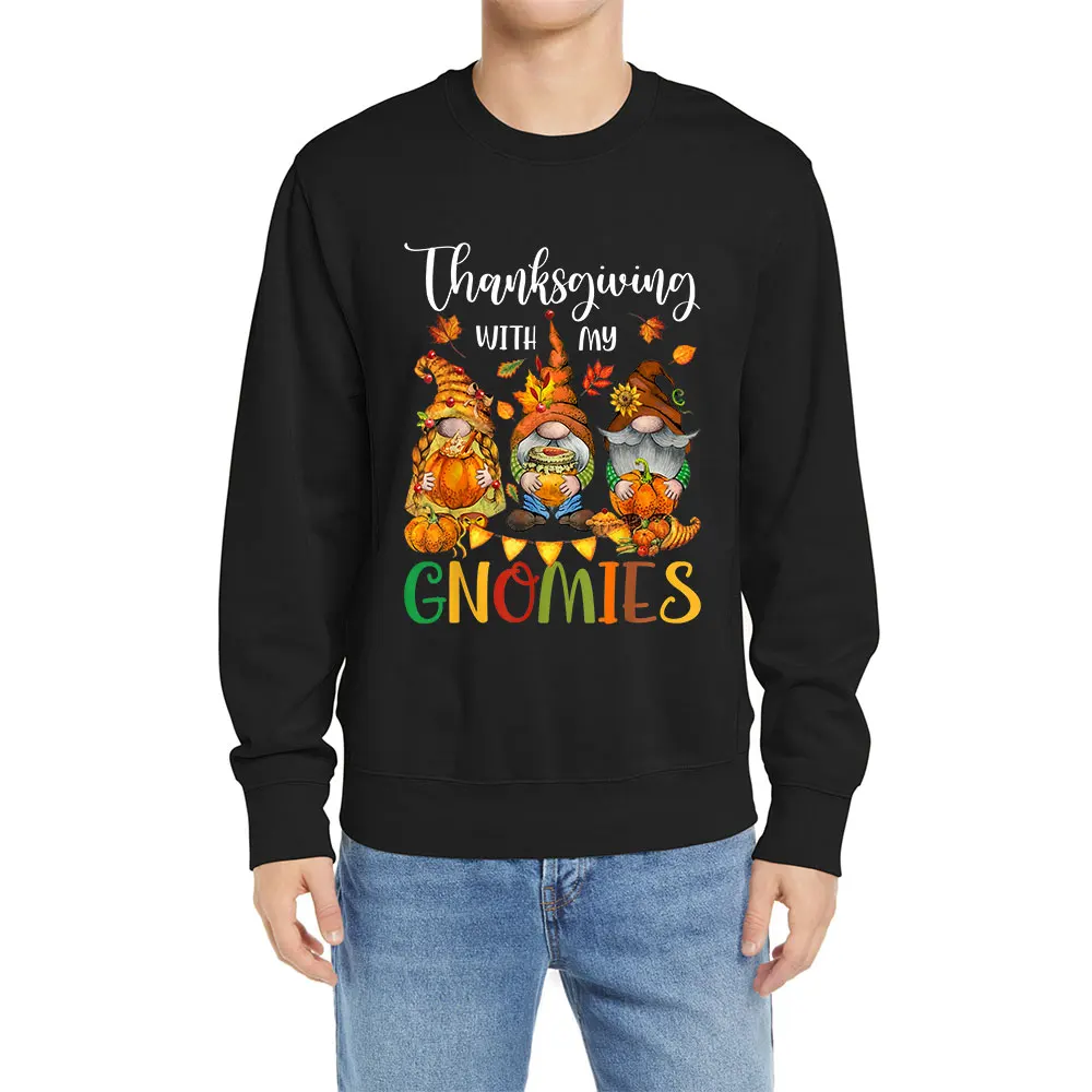 

Unisex Cotton Thanksgiving With My Gnomies Fall Autumn Vibes Men Casual Adult Fleece Crewneck Sweatshirt Pullover Hoodies Gift