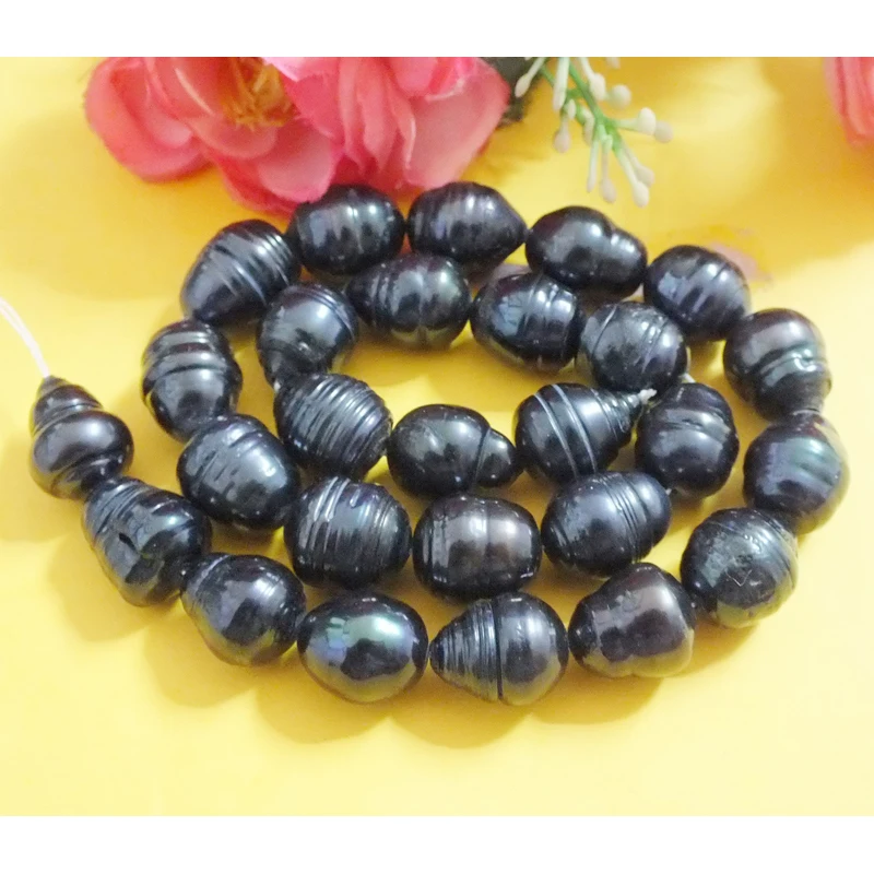 

1 частка, 12–13 мм, черные большие бусины из пресноводного жемчуга (100% настоящий жемчуг) 15 дюймов — нота/определение