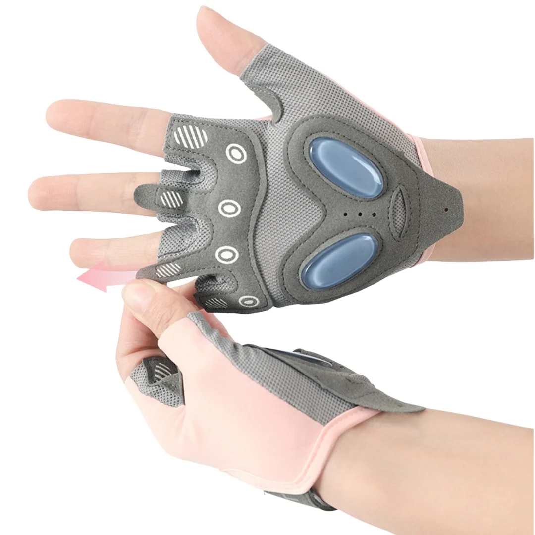1 Pair Anti-Slip Half-Finger Gloves Thin Breathable Gloves Yoga Fitness Glove Silicone Palm Protection Gear for Cycling Outdoor