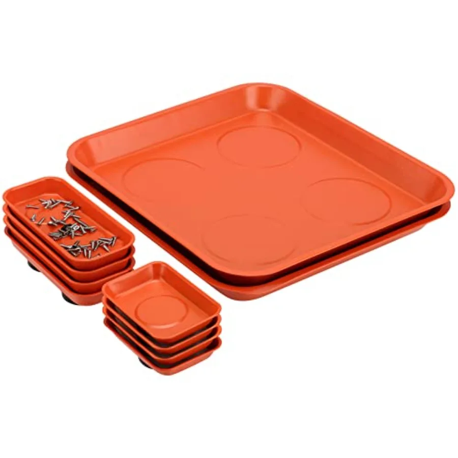 

KEILEOHO 10 Packs Magnetic Tray Set Orange Magnetic Parts Tray Set Stainless Steel Magnetic Trays Magnetic Tools Tray for Screw