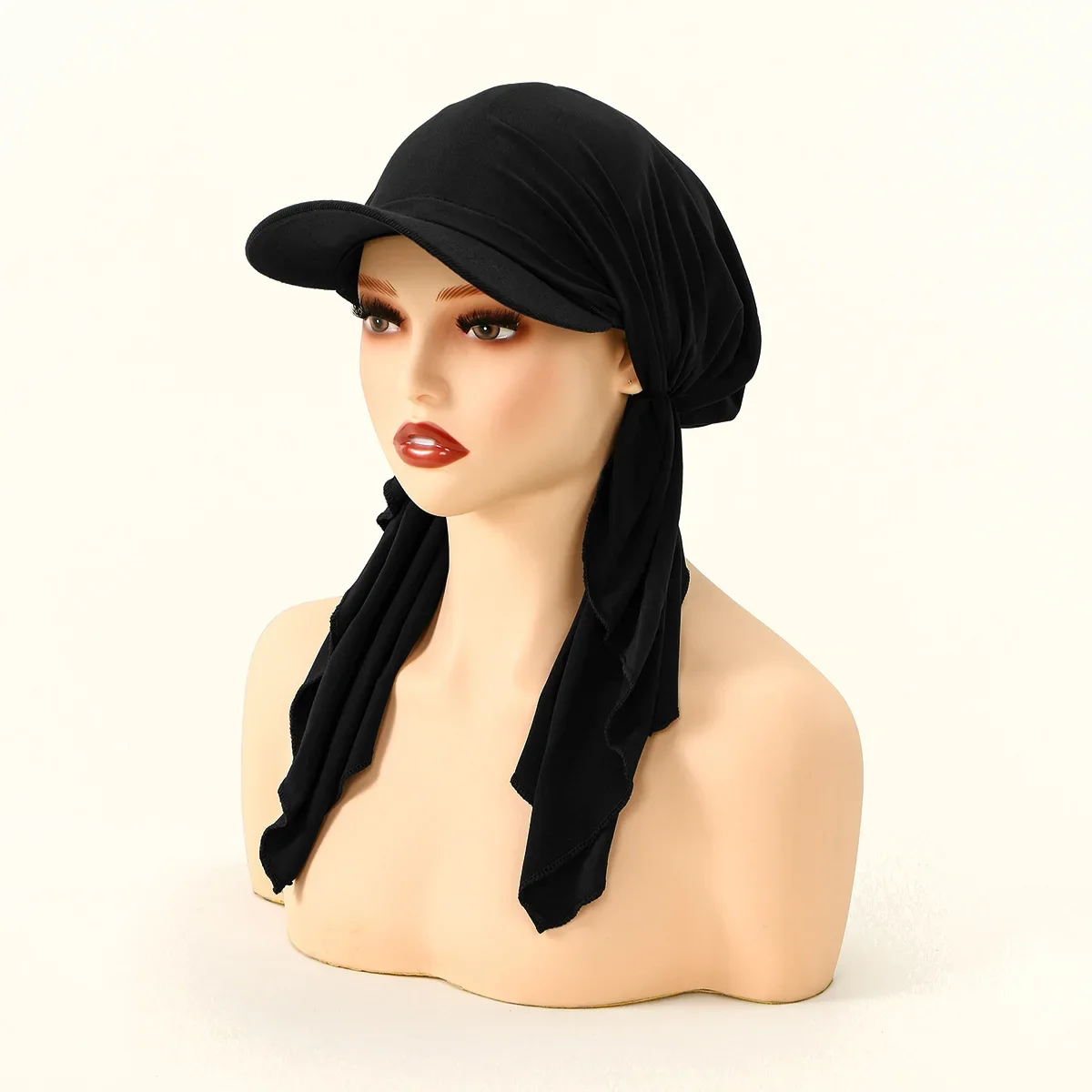 

Новая однотонная бейсболка-хиджаб для женщин, готовая к использованию, с длинным хвостом, для защиты от солнца, тюрбан, головной убор, платок
