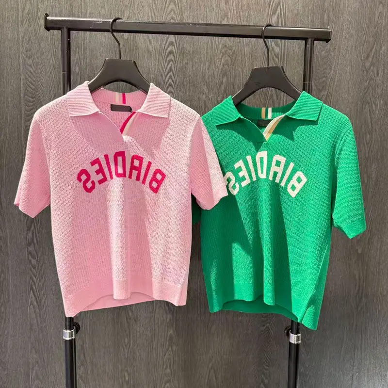 

2026 Exclusive Custom Model Same Style Golf Women Knit Short Sleeve TopsSummer Lapel Outdoor Sports Fashion Casual Ladies Blouse