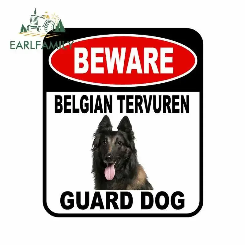 EARLFAMILY 13cm X 11cm BEWARE BELGIAN TERVUREN GUARD DOG Car Sticker Cover Scratches Composite Sign Pet Dog Decal