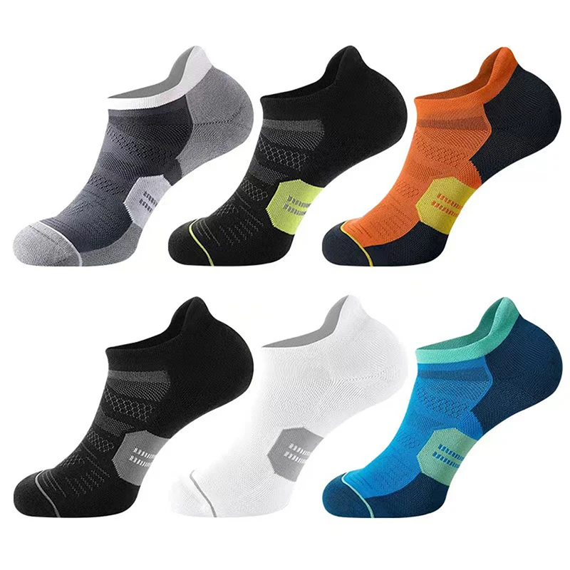 Chaussettes de course décontractées pour hommes, chaussettes de rinçage, chaussettes de fitness athlétiques, chaussettes à languette athlétiques respirantes, coupe basse, 5 paires