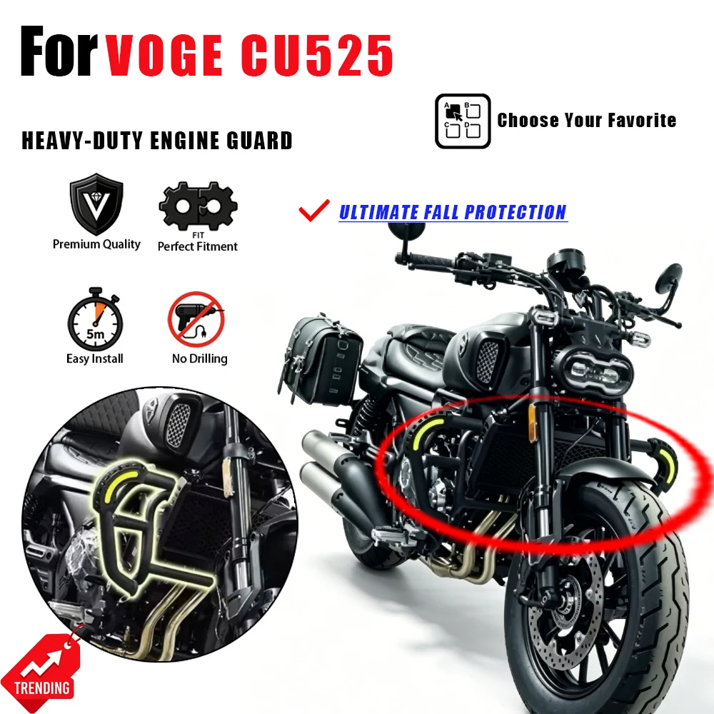 Protector de Motor para Motocicleta VOGE CU525, Barra Anticaídas Reforzada, Defensa Anticaídas, Accesorios para Moto, Defensas CU 525, Piezas