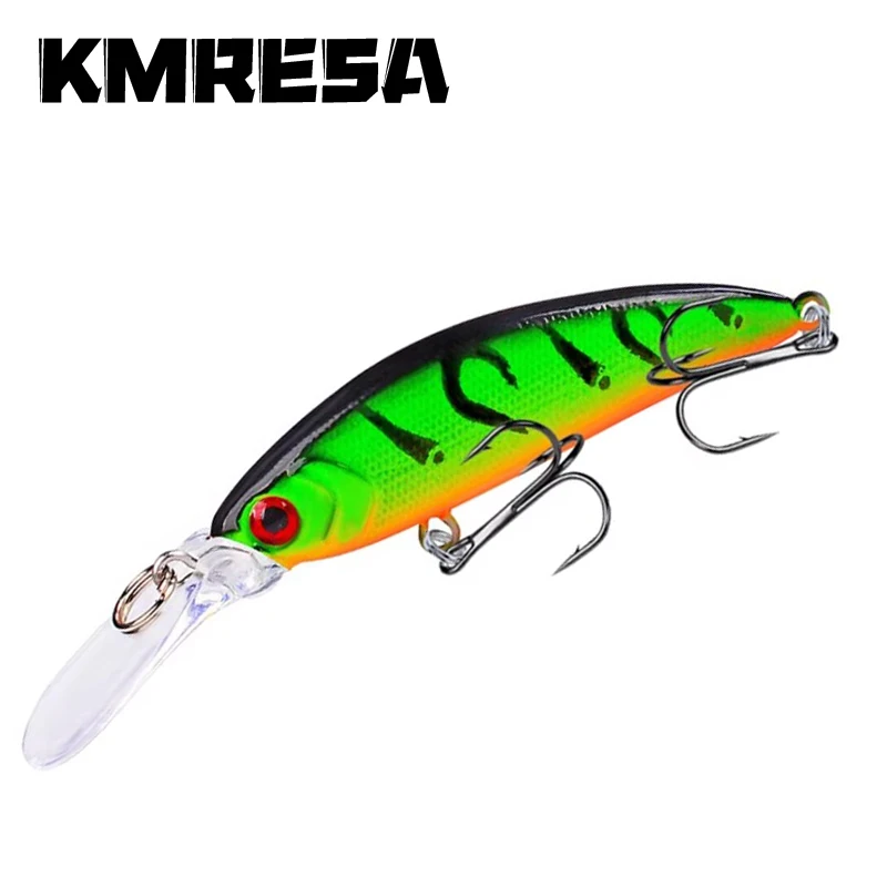 Señuelo artificial minnow de plástico duro con ojos 3D