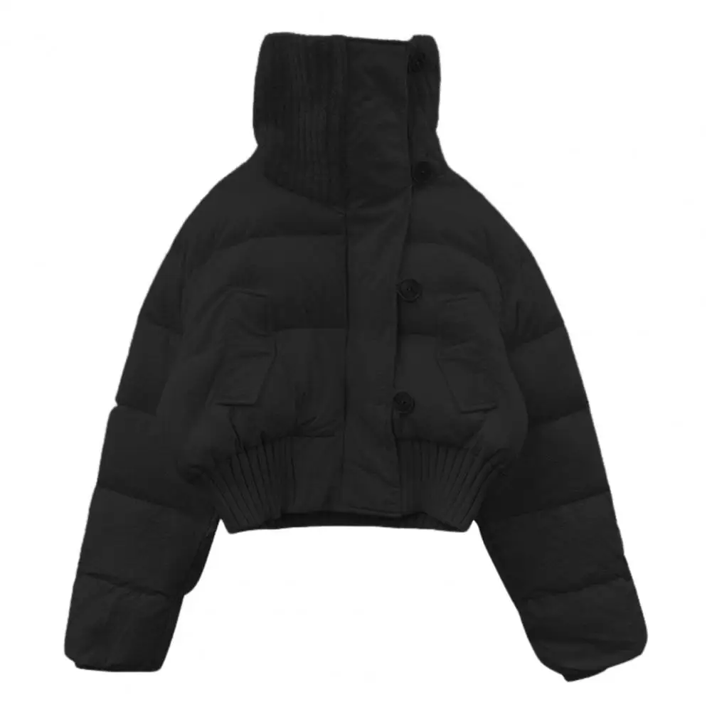 Coreano chique gola de malha outono inverno casaco feminino engrossado puffer jaqueta solta parka quente algodão-acolchoado jaqueta casacos curtos