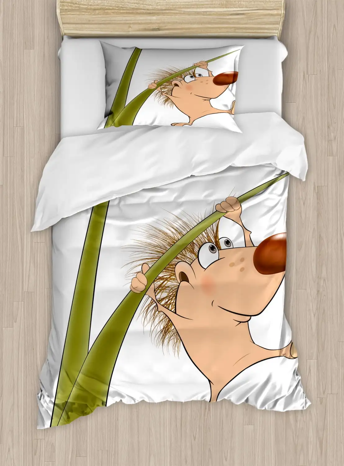 

Cactus Cartoon Inspired Drawing of Cute Hedgehog Animals Saguaro and Prickly Pear Duvet Cover Suitable Children Kids and Adults