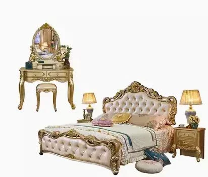 Large Princess Master Bedroom Set Double Villa High Luxury Human Bedroom Set Wooden Sleeping Letti E Mobili Nordic Furniture