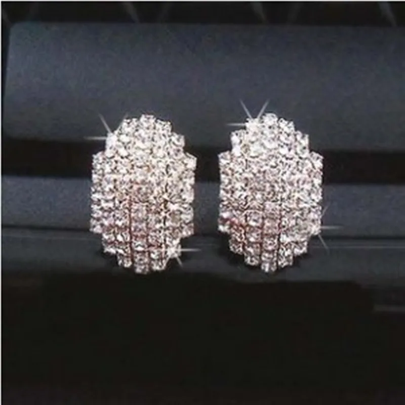 New Fashion Super Flash Rhinestone Earrings Crystal Ear Studs Wholesales   Crystal Jewelry