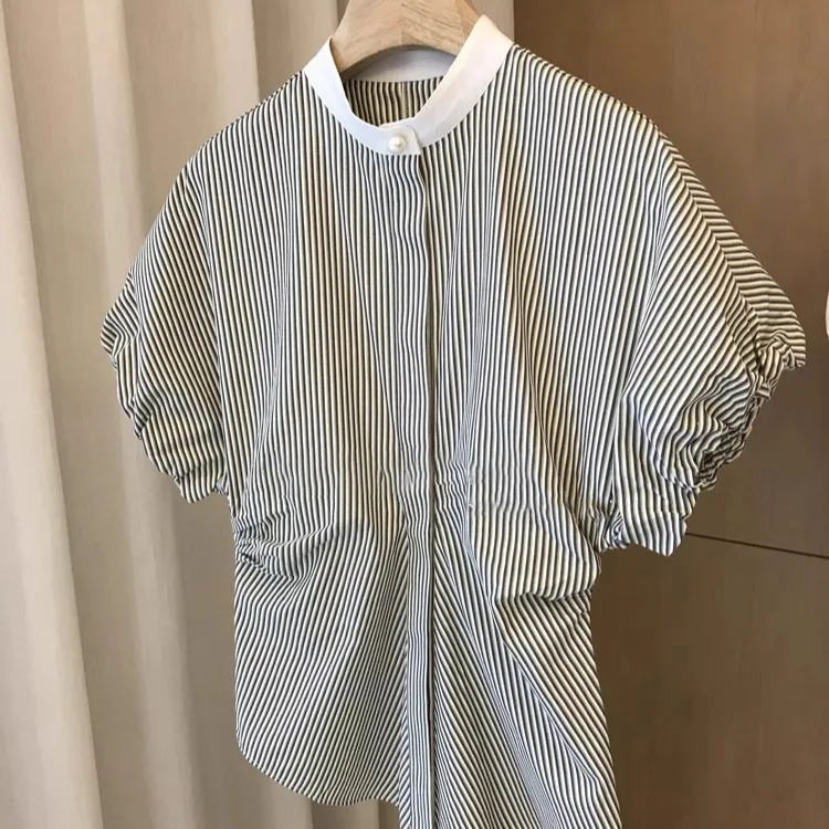 Summer waist cinched lantern sleeves short sleeved shirt top for women  y2k top  vintage clothes  harajuku