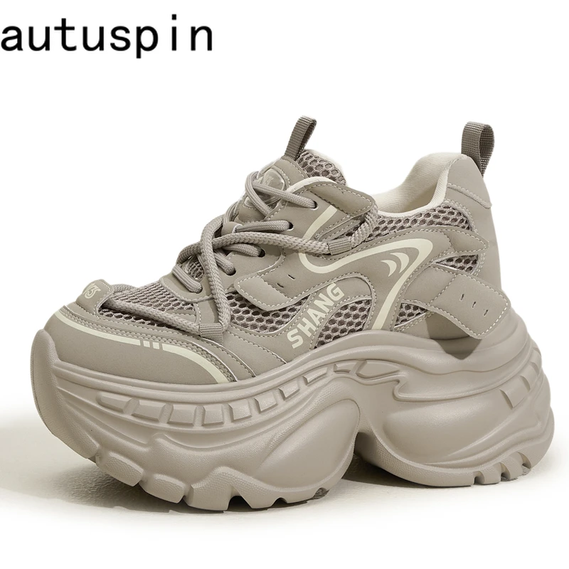 

AUTUSPIN удобные массивные кроссовки женские зима 2025 новый дизайн повседневная обувь на высокой платформе уличные женские кроссовки с перекрестной завязкой
