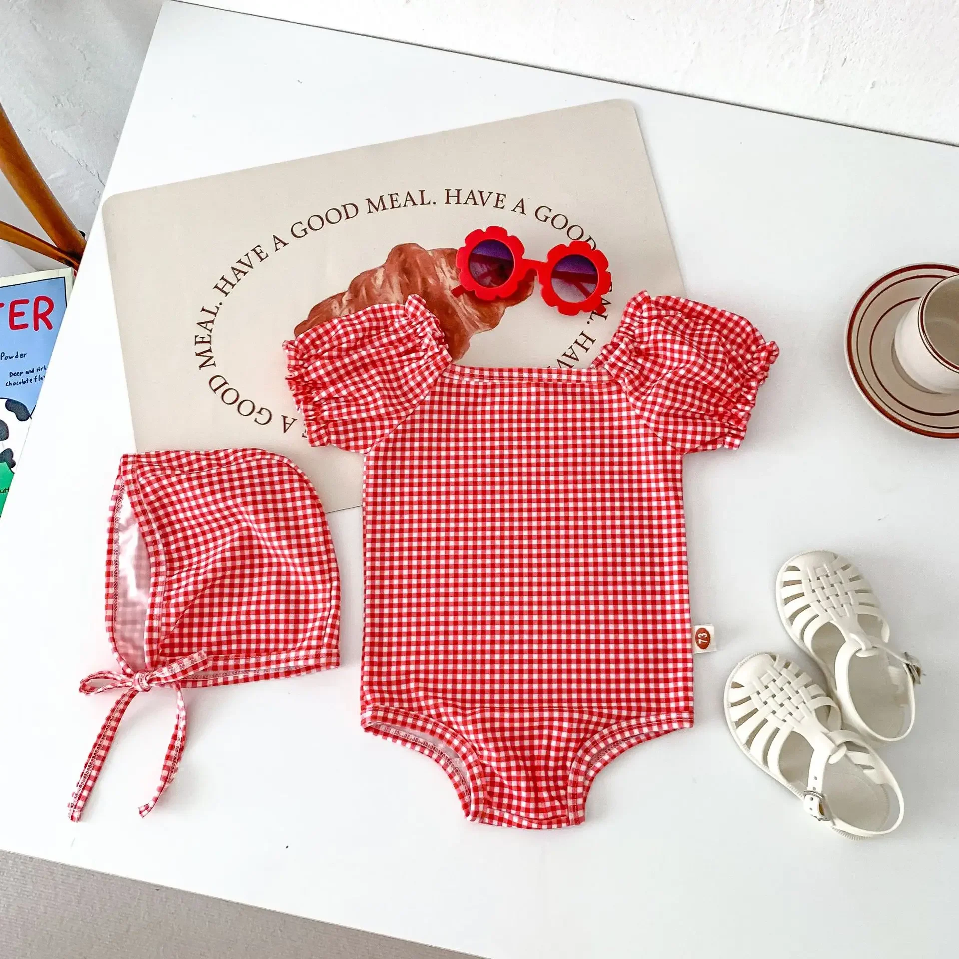 ZOETOPKID 2-teiliges Set Sommer-Baby-Badeanzug mit Schwimmkappe, Einteiliger Badeanzug für Mädchen, Schnelltrocknender Strand-Badeanzug für Draußen – Detail 14