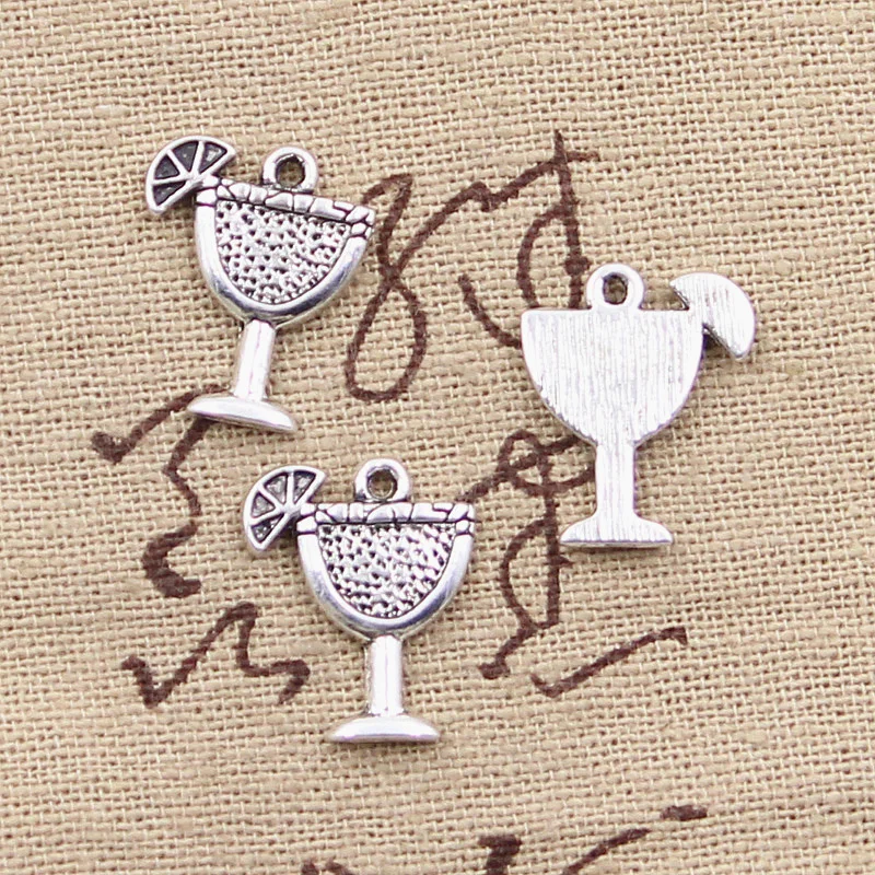 30pcs Charms Cold Drink Cup 17x14mm Antique Silver Color Pendants DIY Crafts Making Findings Handmade Tibetan Jewelry