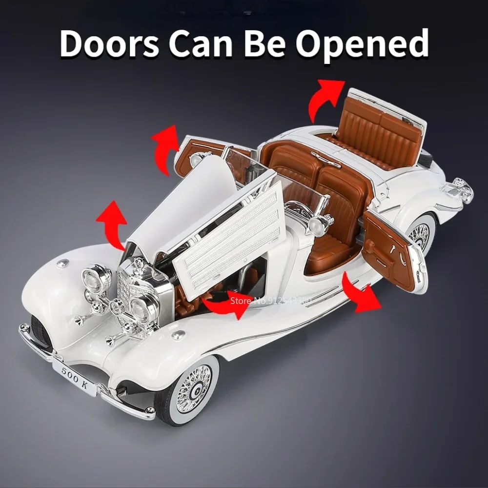 1:24 500K 300SL Oldtimer Modell Spielzeug Simulation Sound Licht Zurückziehen Legierung Diecast Fahrzeug Modelle Jungen Geburtstag Sammlungen