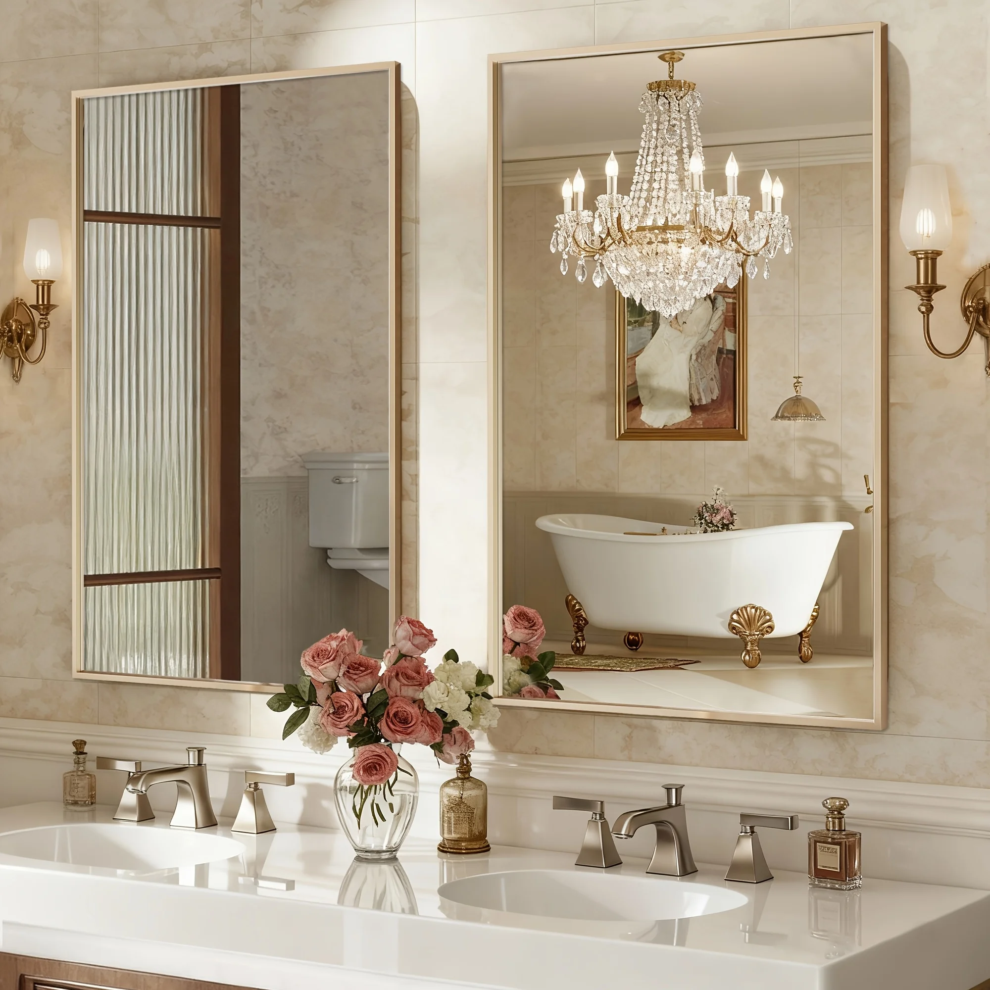 

2-Pack Bathroom Wall Mirrors 22"X30"/24"X36" for Over Sink, Modern Rectangular Vanity Mirrors with Matte Black
