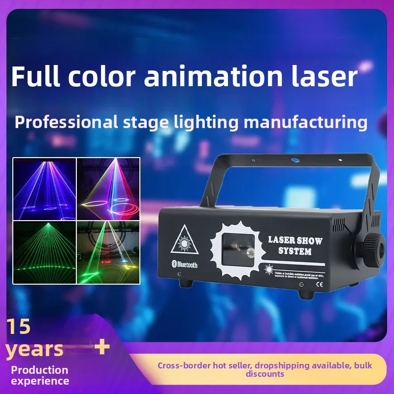 Single Head Animation Laser Light with Bluetooth APP, Full-Color Rotating Stage Lamp for DJ Bar Disco Party