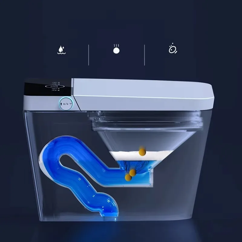 Smart One-Piece Bidet Toilet with Heated Seat & Auto Flush Foot Sensor Square Bowl S-Trap Drainage Warm Air Drying