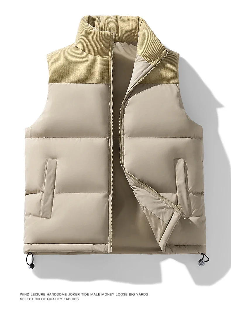 

2025 Men's Vests Loose Casual Sleeveless Jacket Zipper Vests Clothes Men Vest Jackets Thick Vests Male Cotton-Padded Coats
