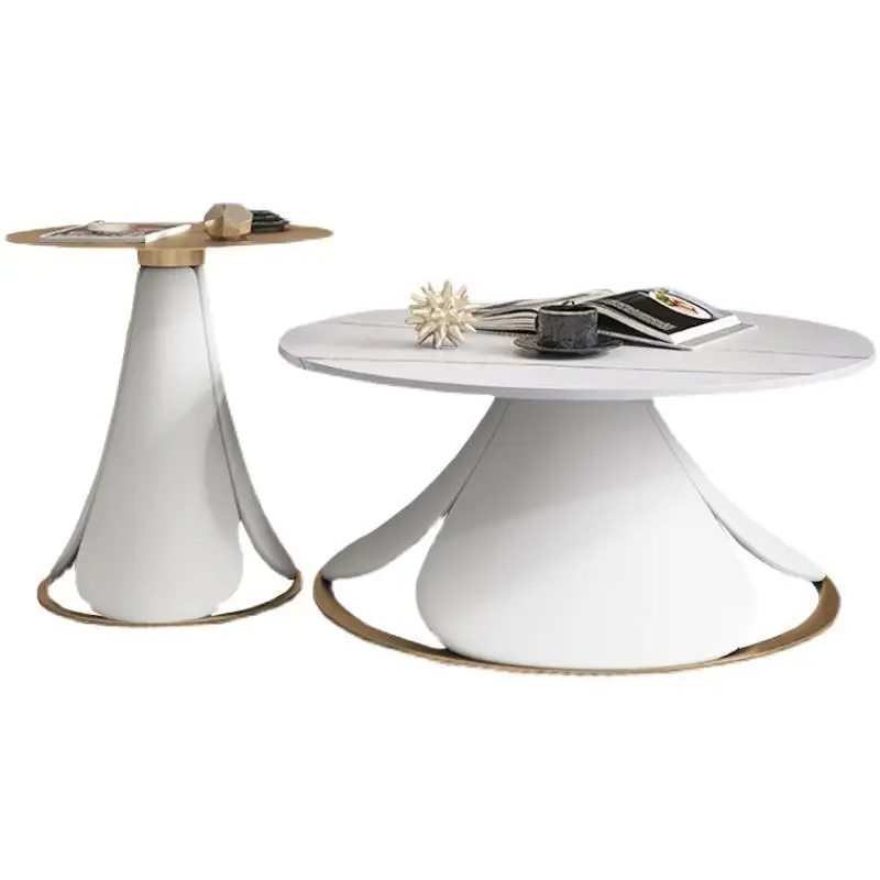 

Creative internet celebrity mobile circular edge table American set table Light luxury tea table Round reception glass hotel