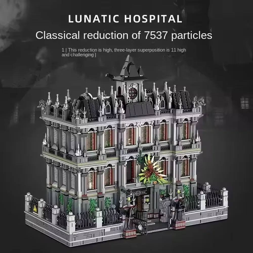 MOC 7537 Elementów Szpital Pszczółkowy Klocki Gotycki Szpital Pszczółkowy Widok Ulicy Zamek Model Architektoniczny Klocki Zabawki Prezent na Halloween dla Dzieci