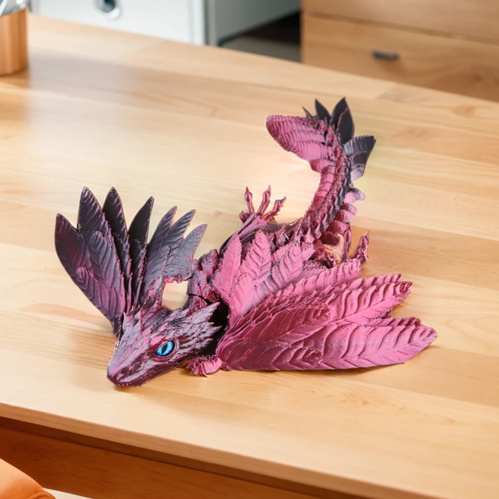 มังกรข้อต่อพร้อมปีกมังกรของเล่นสะสมสัตว์เลี้ยงตั้งโต๊ะตกแต่งบ้านสำนักงานของเล่นโต๊ะผู้บริหาร