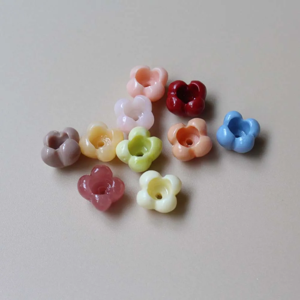 10Pcs 8mm Artifial Coral Osmanthus Small Flower Beads Pink Blue Mix Color for Jewelry Bracelet Necklace Earring Making Craft DIY