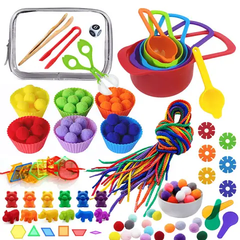 Montessori Fine Motor Training Toys Colors Cognitive Sorting Count Matching Games Parish Open Learning Materials Home Education